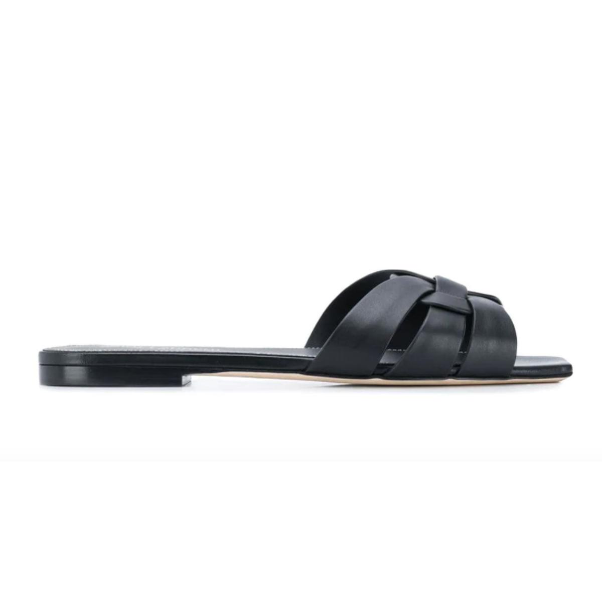 saint laurent black flat sandals