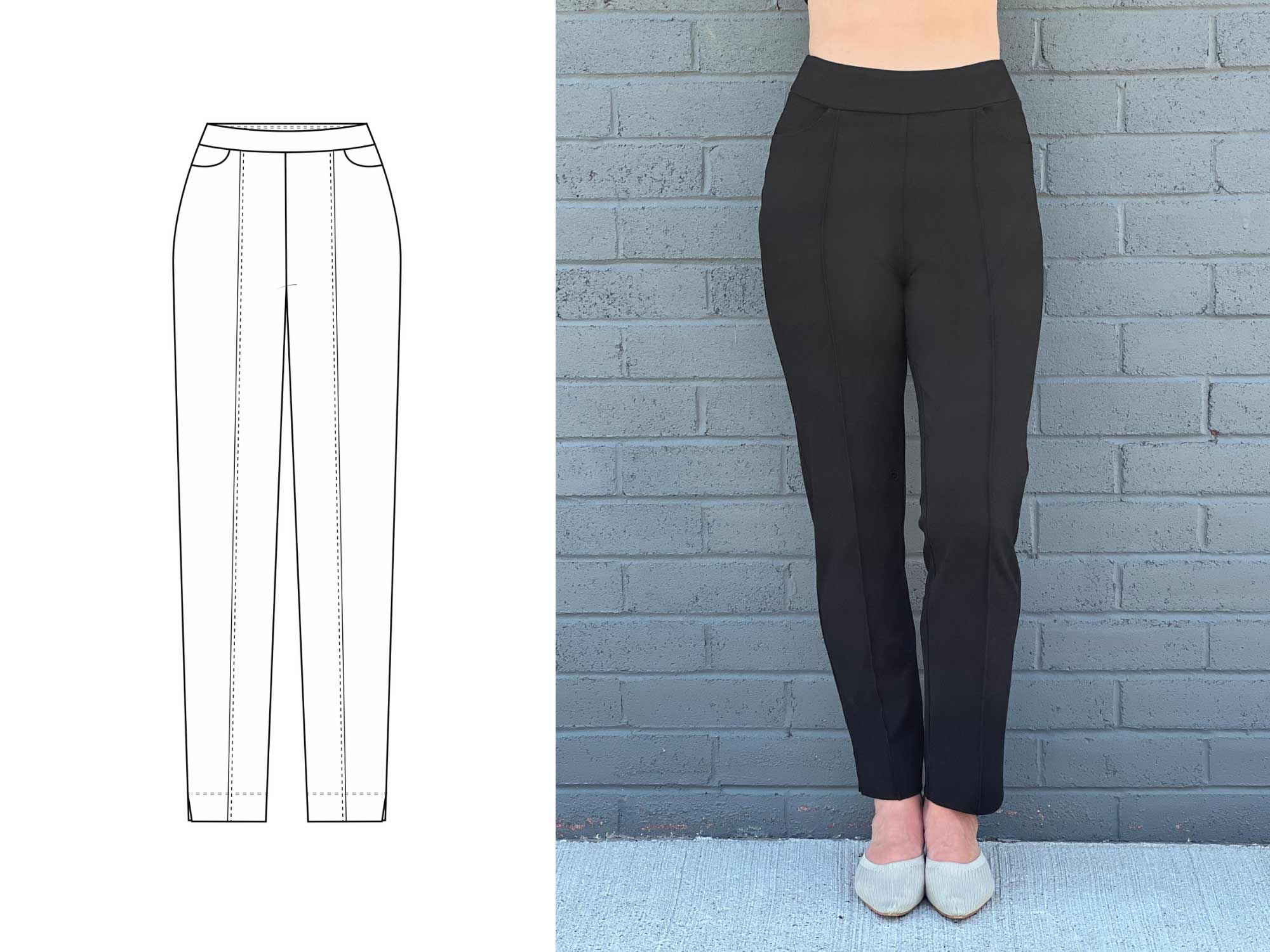 Miik's Christal pants drawing and close up image