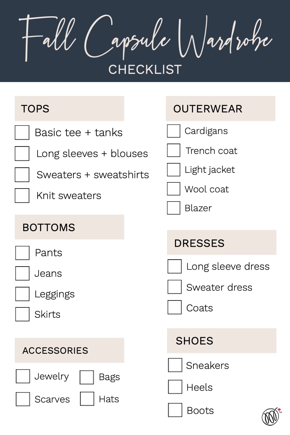 Fall capsule wardrobe checklist 2022