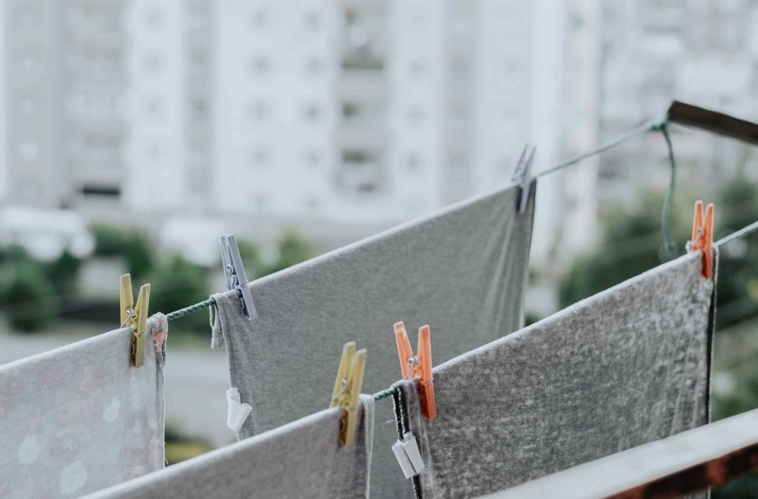 Clothes hanging outside to dry