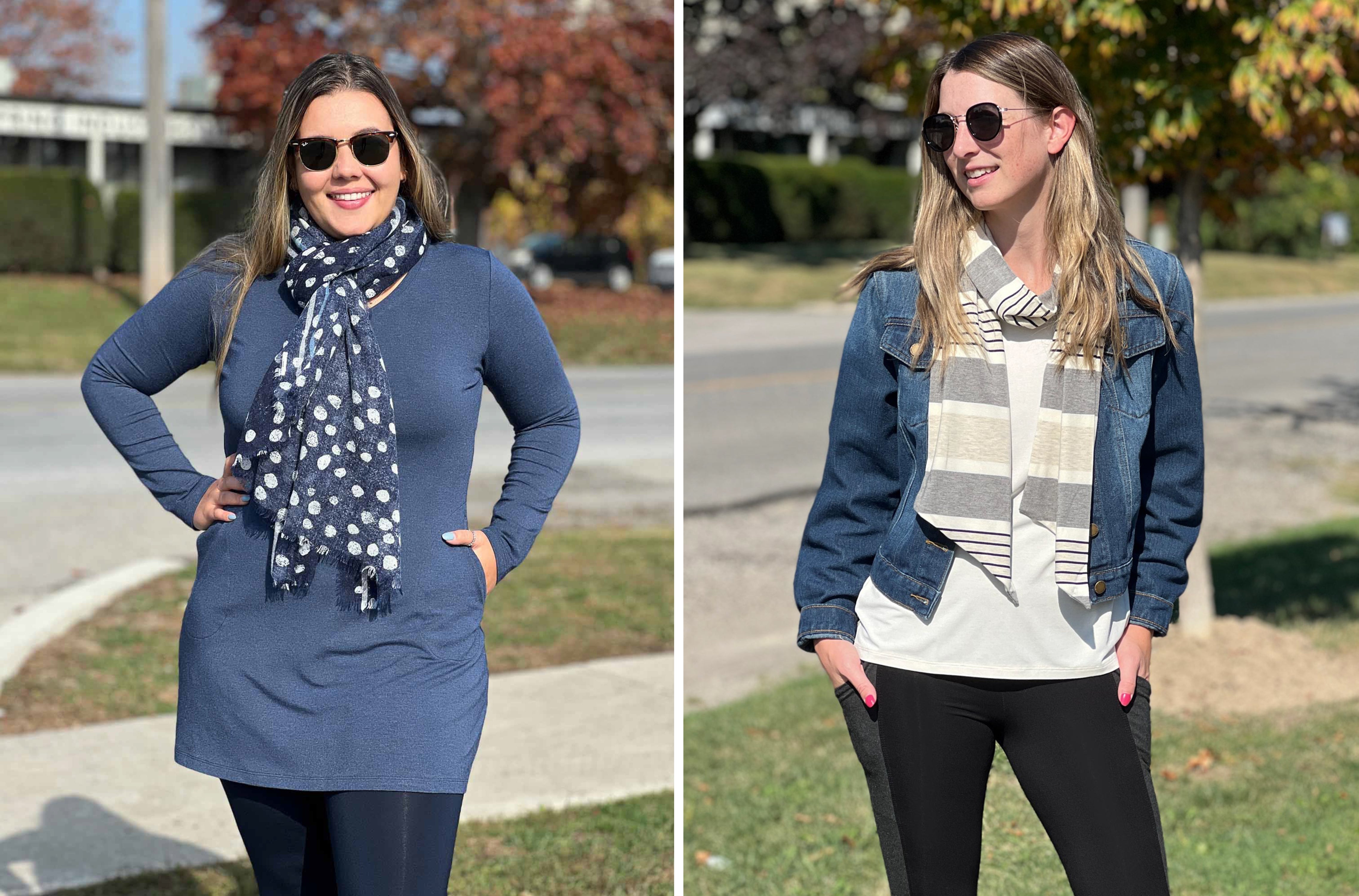 Two outfit inspirations for winter to spring transitional outfits
