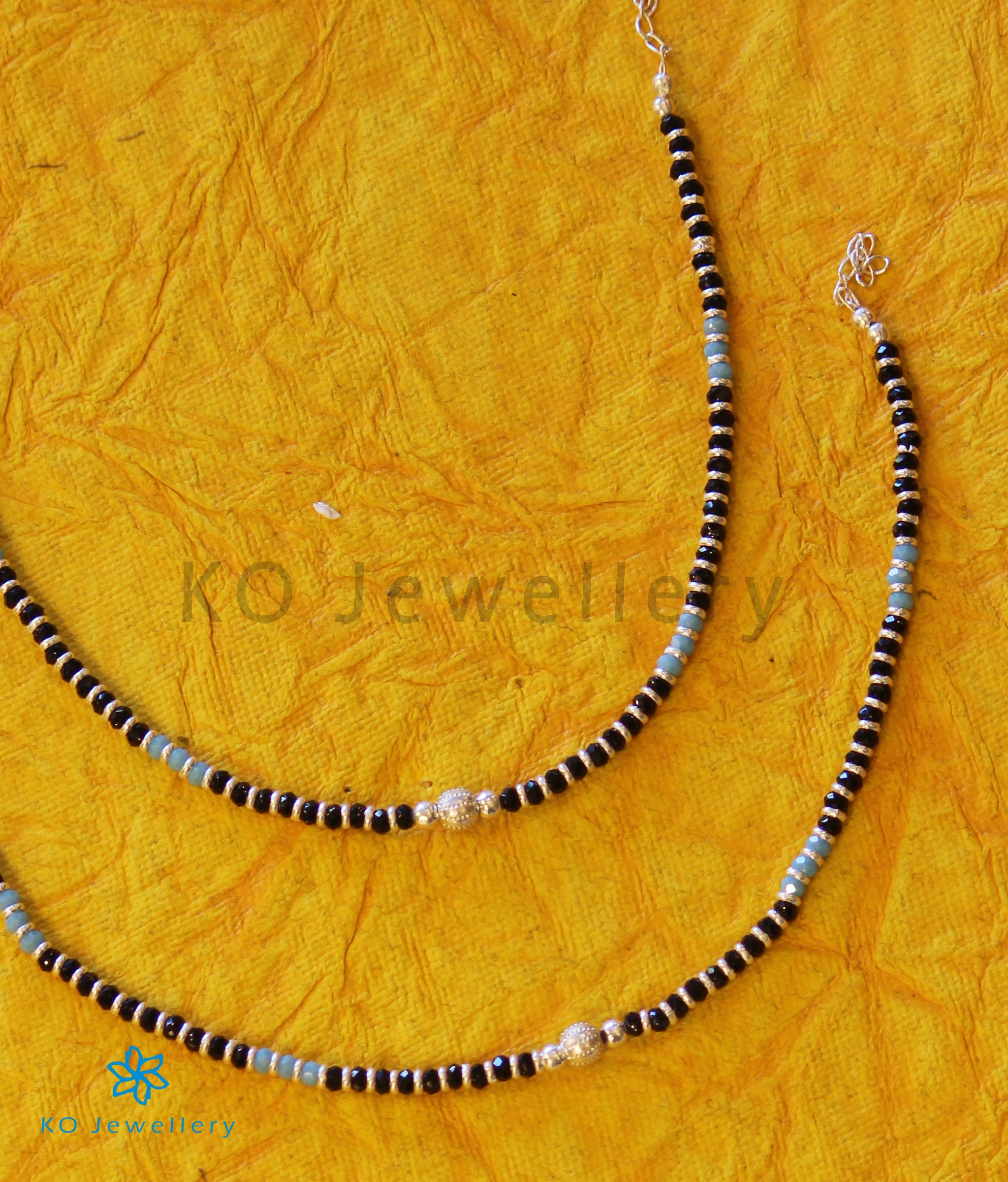 silver anklets with beads