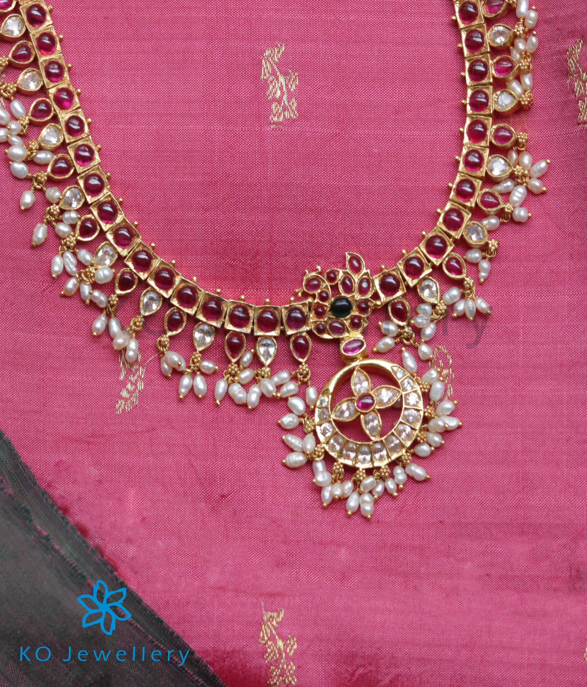 The Mayukhi Addige Silver Pearl Necklace-Buy Gold Plated Addige Online ...