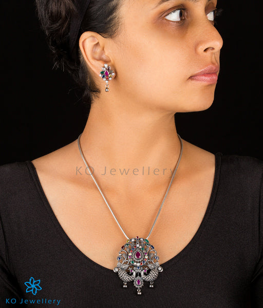 100 Party Wear Silver Peacock Design Necklace Set, 100g, Size: Adjustable  at Rs 299/set in New Delhi