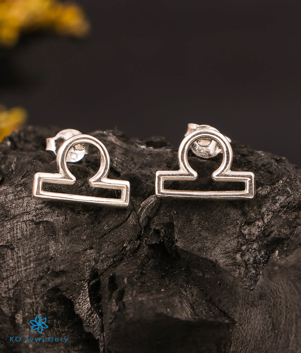 libra earrings silver