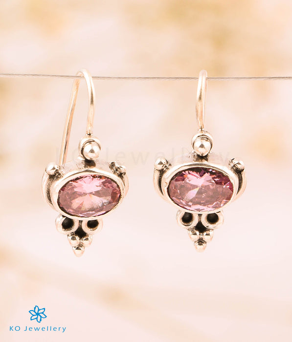 The Pariniti Silver Gemstone Earrings (Pink)