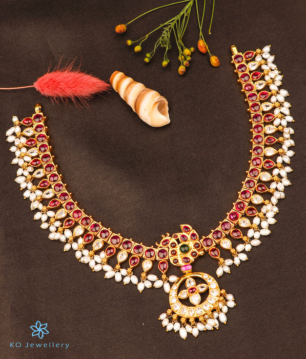 The Mayukhi Addige Silver Pearl Necklace-Buy Gold Plated Addige Online ...