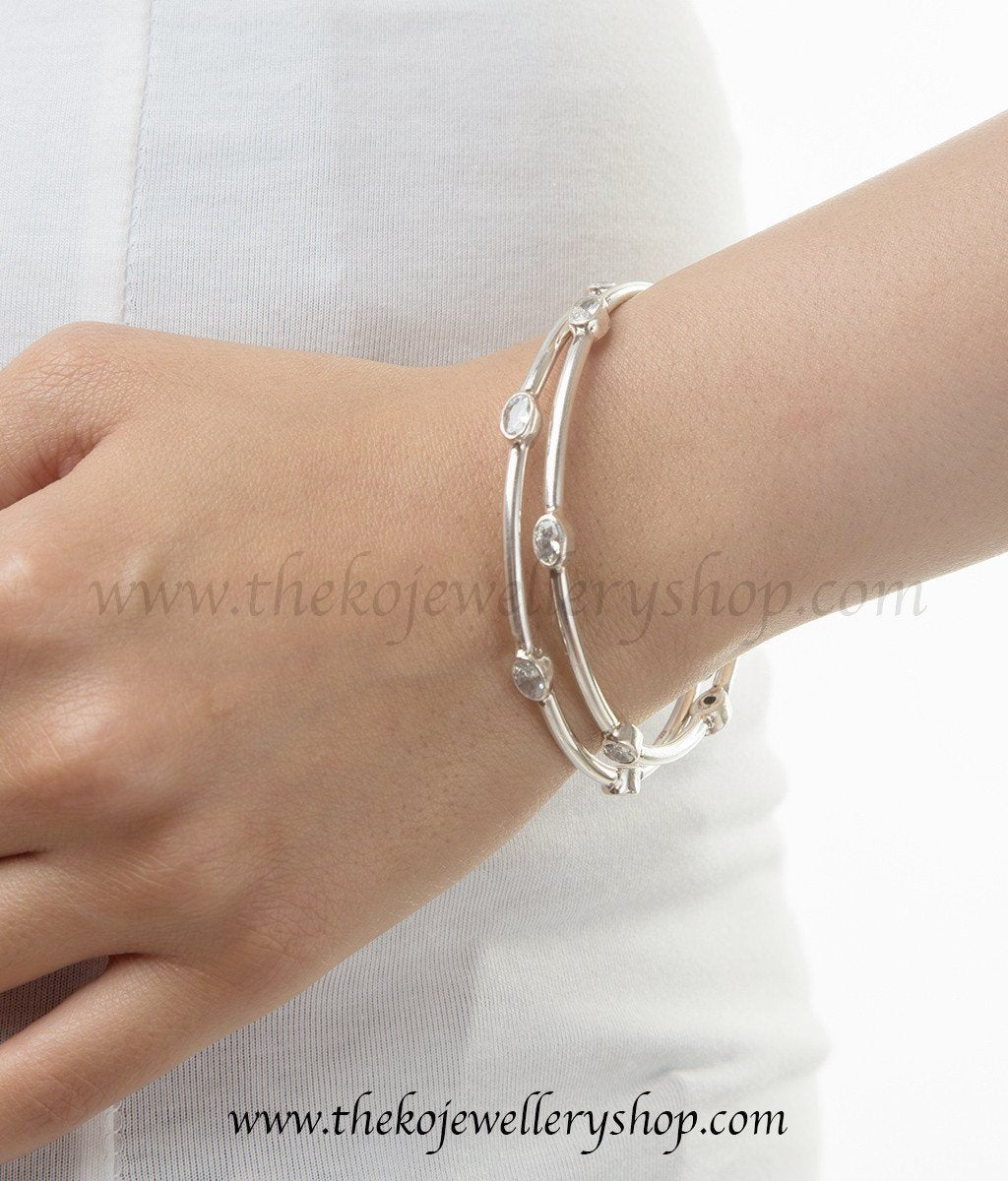 The Abhata Silver Bangles- White-Buy 