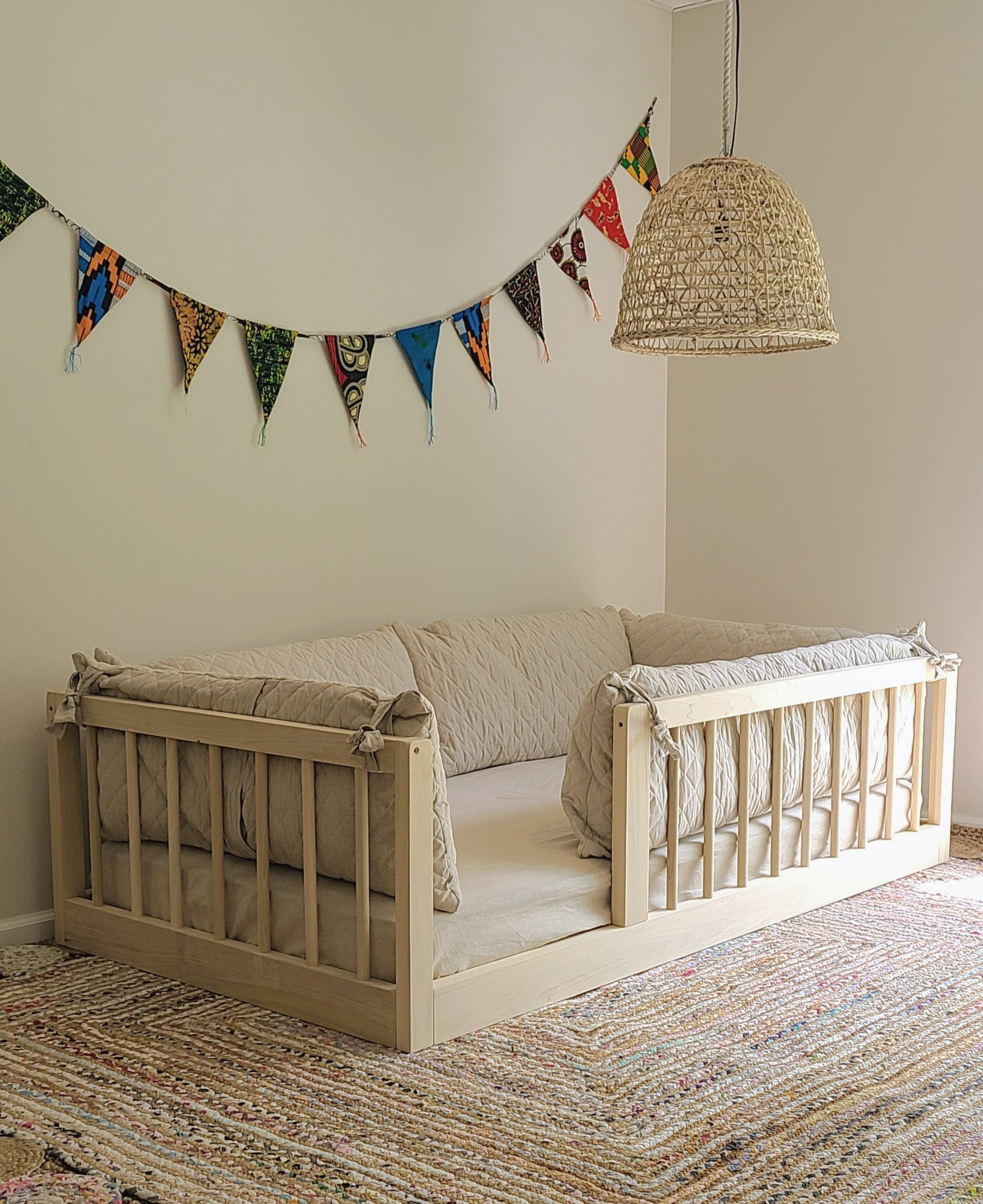 montessori floor bed with rails twin size