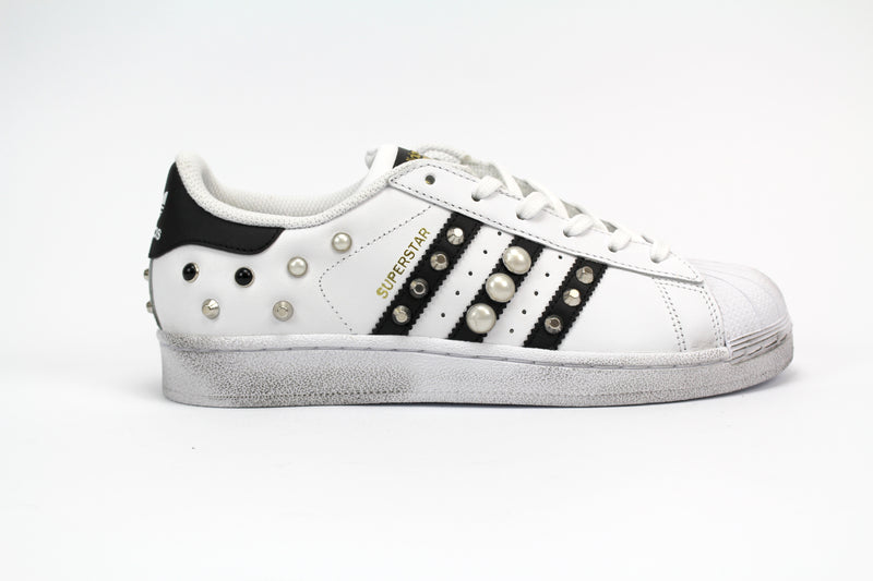 Adidas Superstar personalizzate Banda nera con Borchie e Perle – Ballo Da  Sola