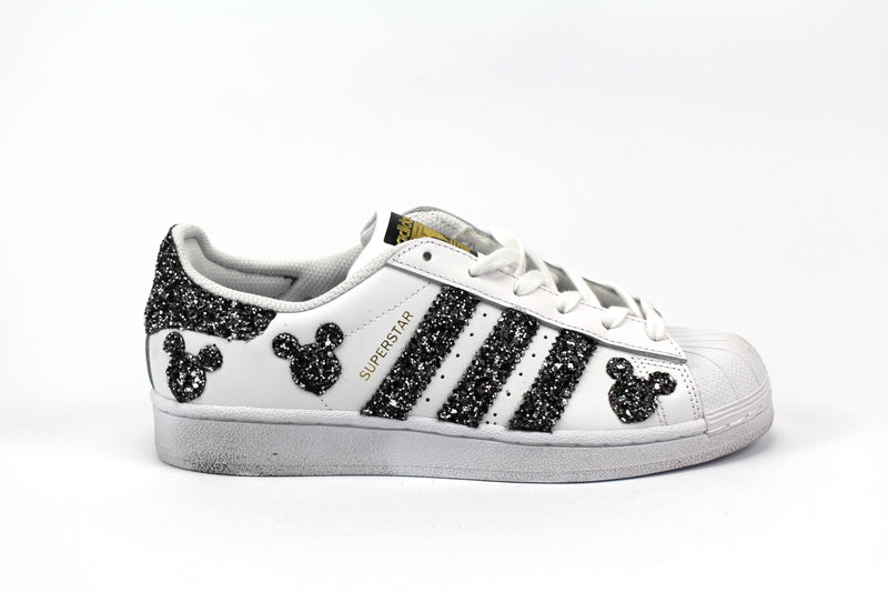 Adidas Superstar Personalizzate Topolini Black Silver Glitter – Ballo Da  Sola