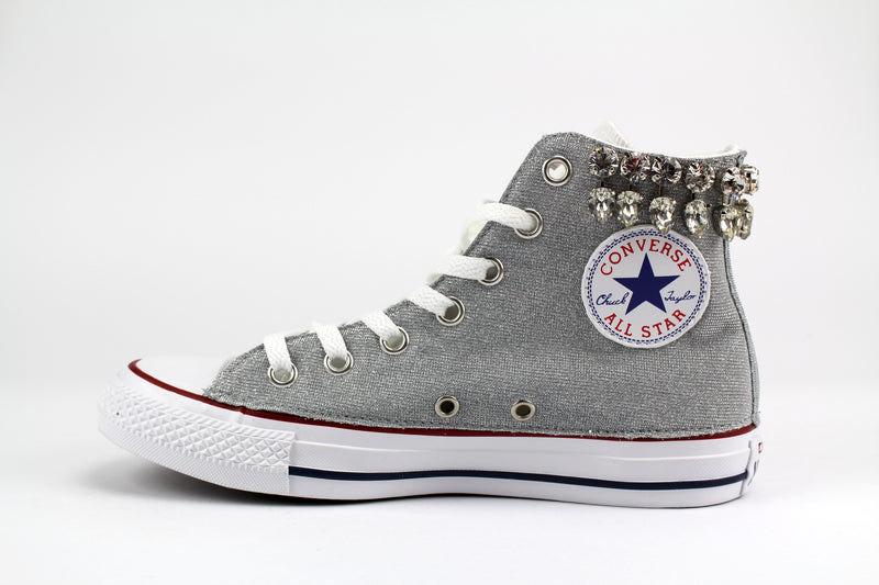 Converse All Star White Personalizzate Lurex \u0026 Gioielli – Ballo Da Sola