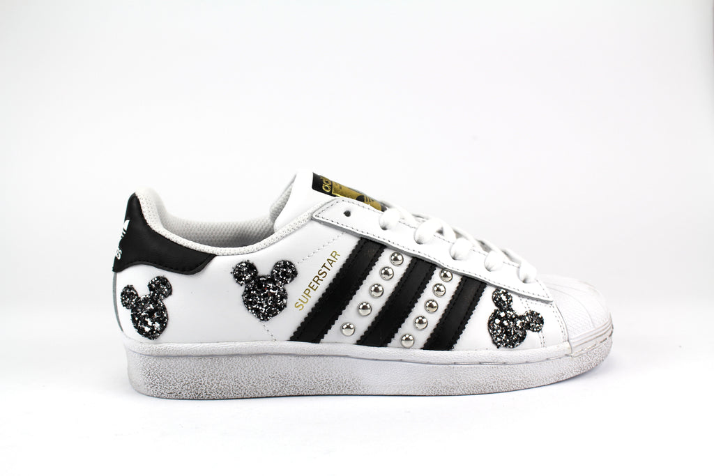 Adidas Superstar Topolini Personalizzate Black Silver \u0026 Borchie – Ballo Da  Sola