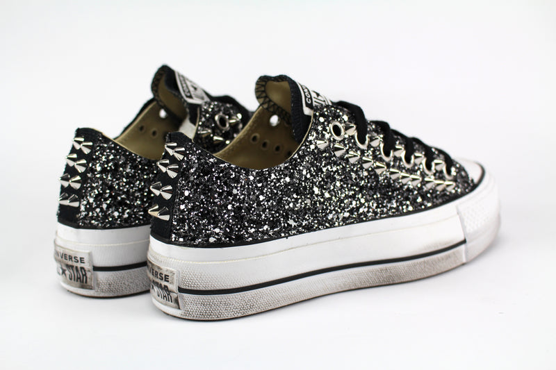 converse nere glitter e borchie