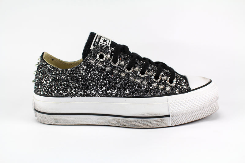 Converse All Star Platform Personalizzate Borchie \u0026 Glitter – Ballo Da Sola