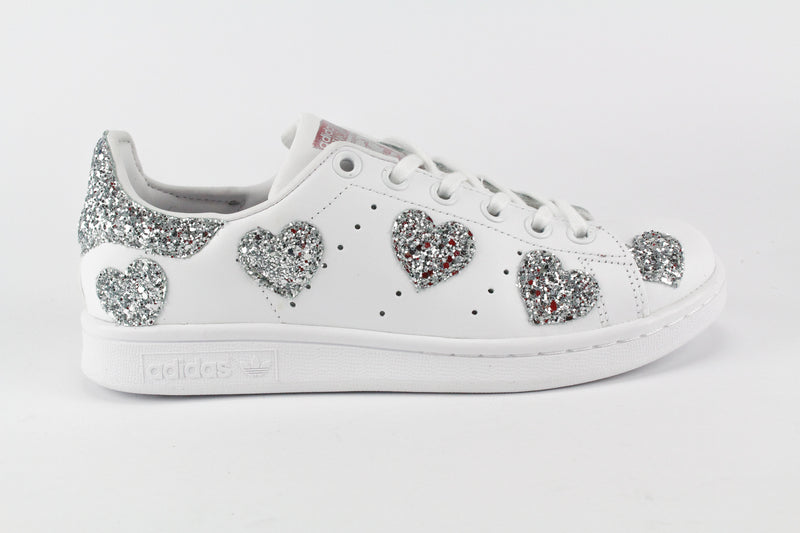 Adidas Stan Smith Personalizzate Cuori Silver Glitter – Ballo Da Sola