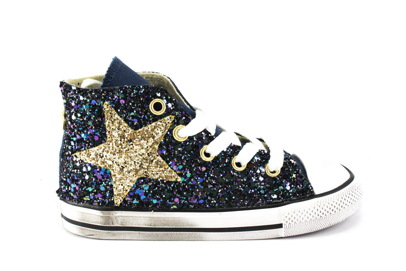 Converse All Star Navy Black Iris Glitter \u0026 Stella Oro – Ballo Da Sola