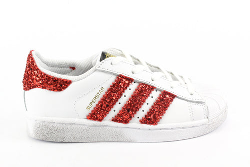 adidas superstar red glitter