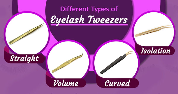 different type of eyelash tweezers