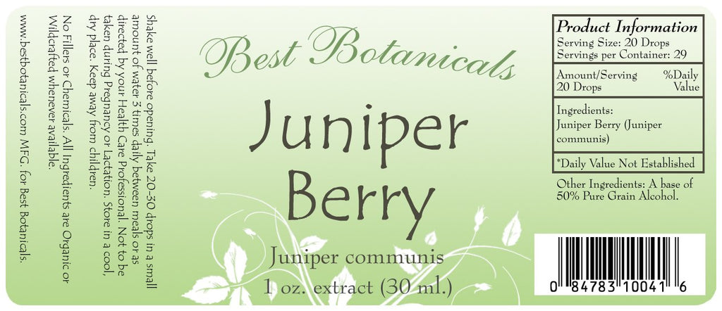 Juniper Berry Extract Label