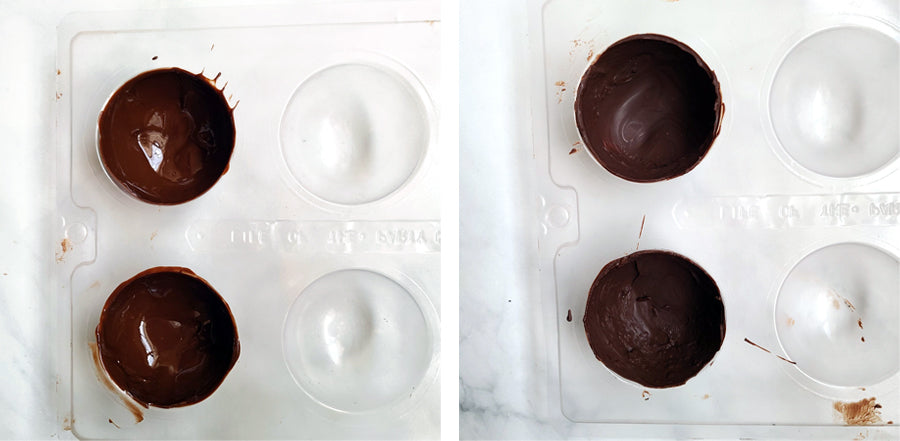 Allow hot cocoa bomb shells to set.