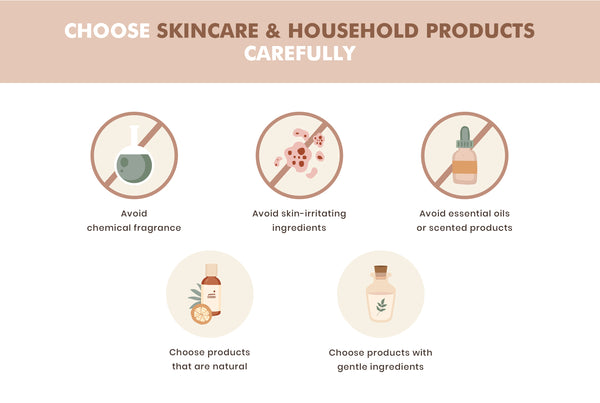 skincare and household products for babies with eczema