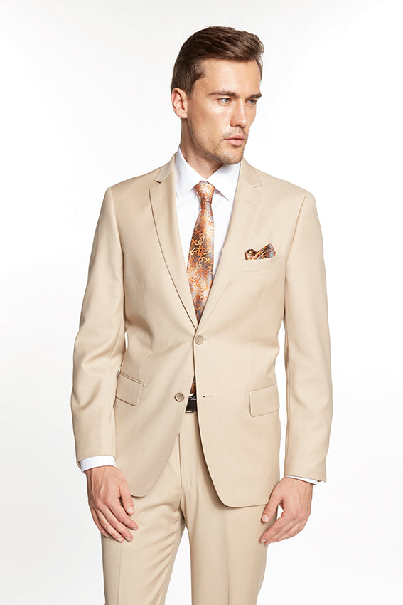 Mantoni New Solid Beige Suit – PolishedThreads.com