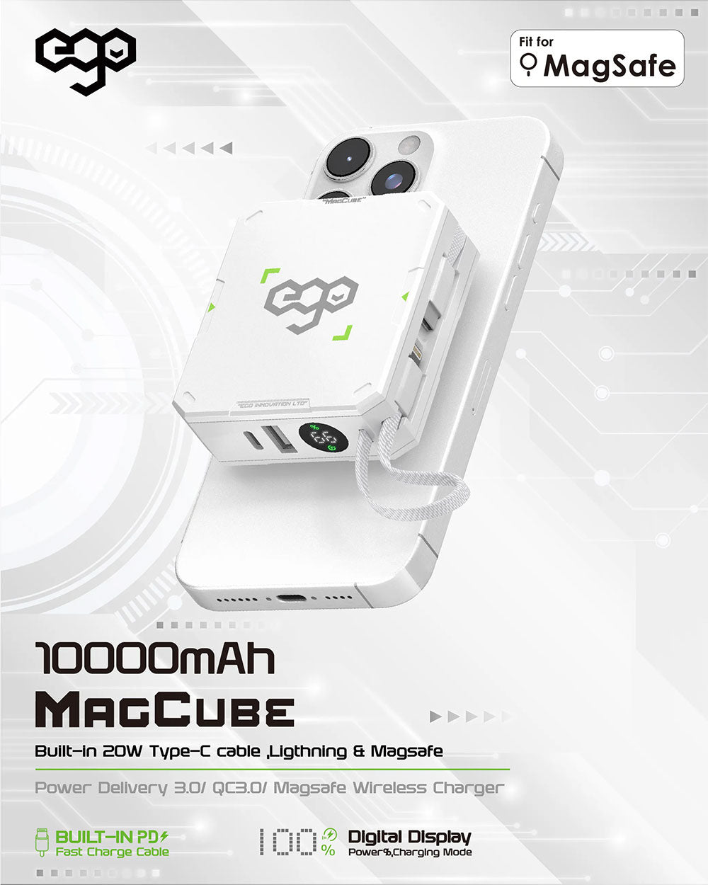 EGO | MAGCUBE 10000mAh Magsafe 外置充電器