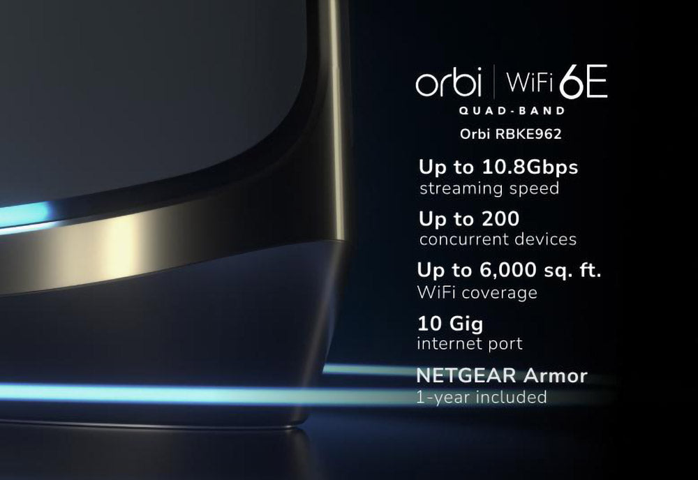 NETGEAR | 四頻 AXE Mesh WiFi 6E 系統 Orbi RBKE962