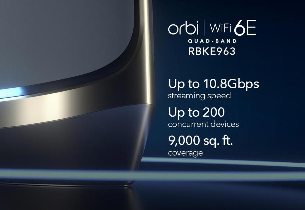 NETGEAR | 四頻 AXE Mesh WiFi 6E 系統 Orbi RBKE963