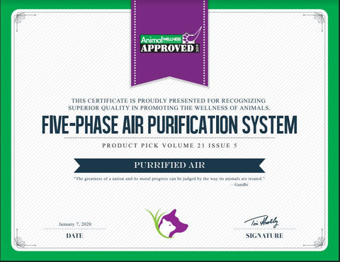Purrified Air is recognized by Animal Wellness as a Product Pick for "Superior Quality in Promoting the Wellness of Animals.