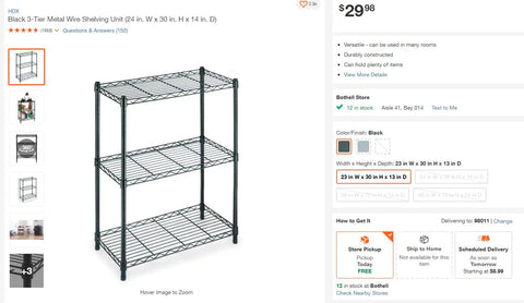 wire shelf from Home Depot