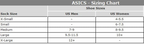 Asics Women S Socks Size Chart