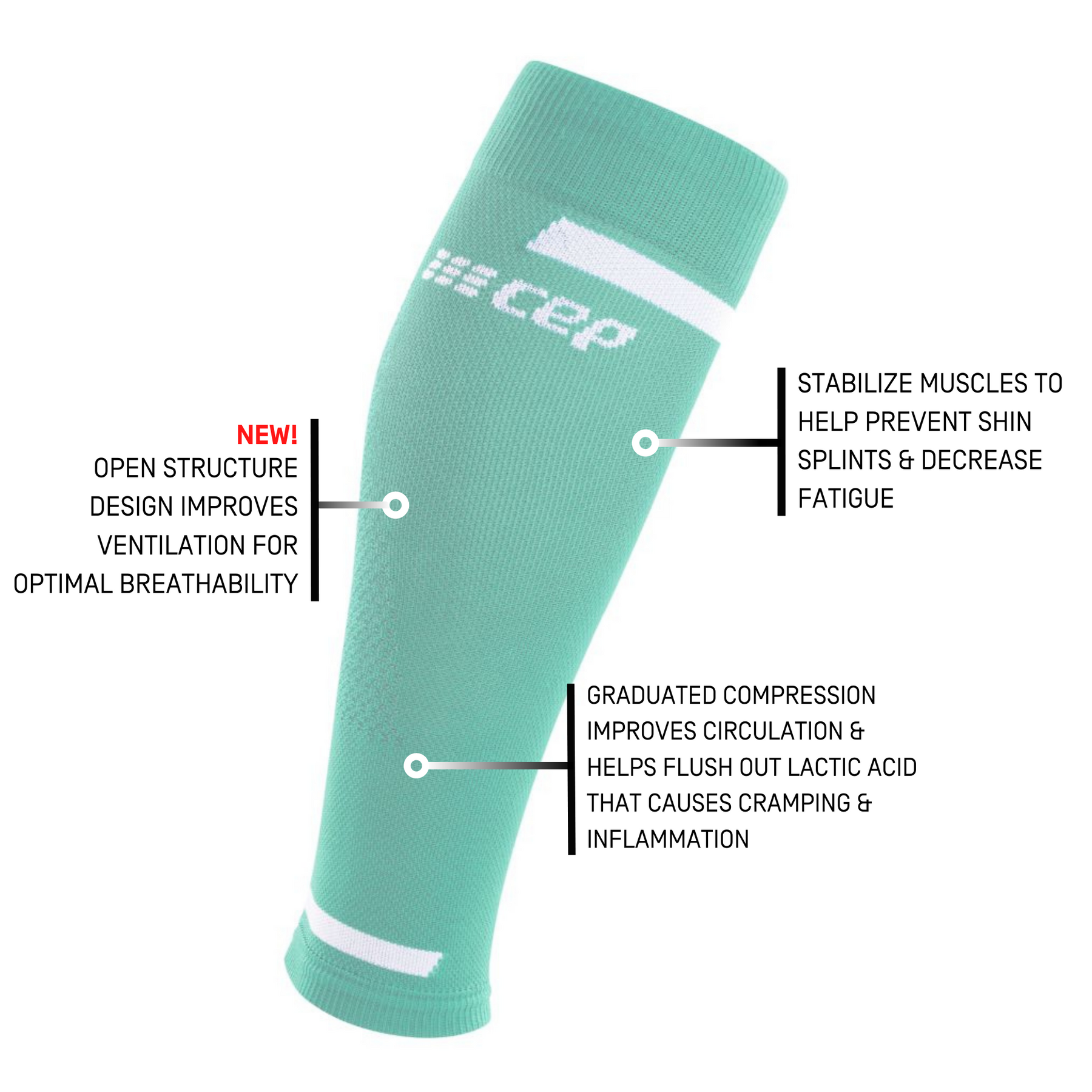 CEP Compression Calf Sleeves Nighttech IV Women's RRP £ 35 Green / Black