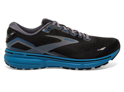 Brooks Men's Ghost 15 Black/Blackened Pearl/Blue lateral side