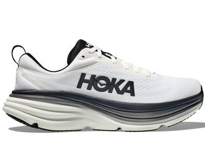 HOKA Men's Bondi 8 Black/White lateral side