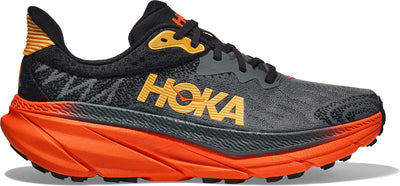 HOKA Men's Challenger 7 Trail Running Shoe Catlerock/Flame side view