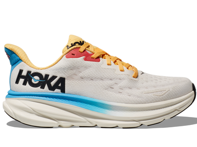 HOKA Women's Clifton 9 Blanc de Blanc/Swim Day side view