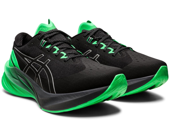 Asics, Novablast 3 Running Shoes Mens, Black/Green