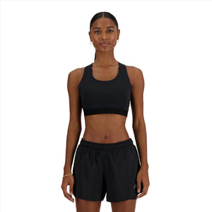 New Balance Sleek Medium Support Sports Bra on model front view