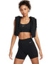 Nike Women's Universa Biker Shorts Black front view on model