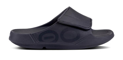Oofos Unisex OOahh Sport Flex Sandal - Matte Black (1550-MATTE BLACK) Lateral Side