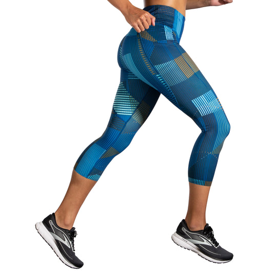 NIKE WOMEN'S ZONED SCULPT TIGHTS FIT CAPRI TIGHTS TRAINING BLUE