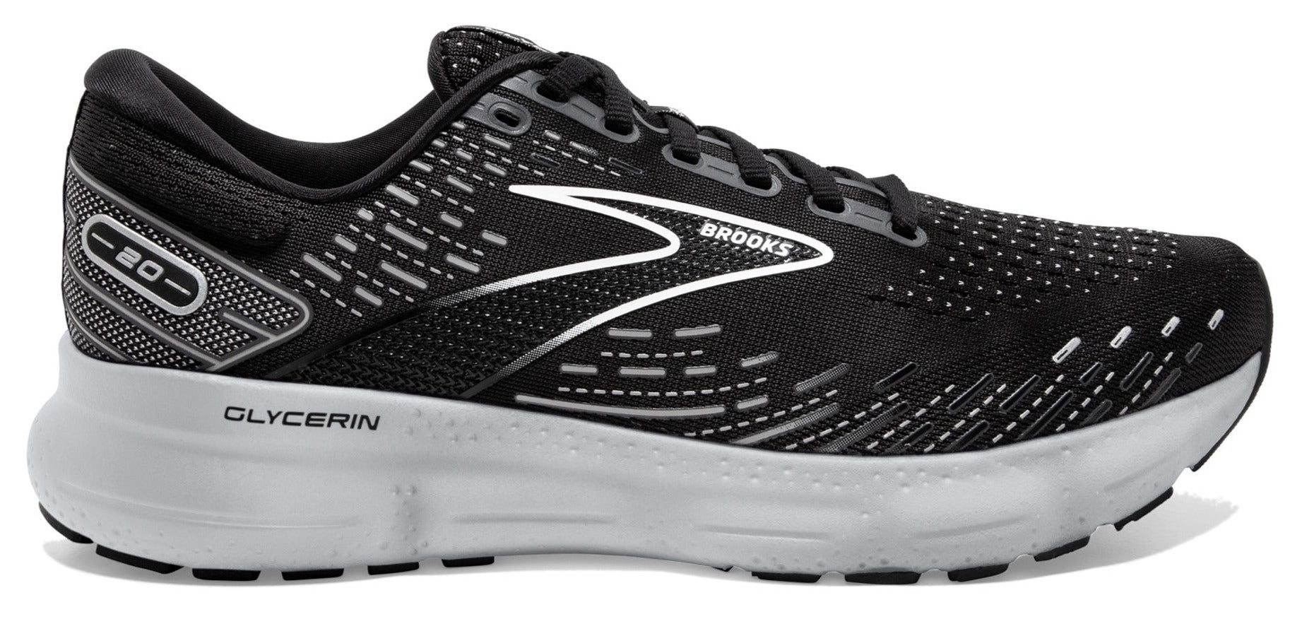 Brooks Glycerin 20 Men's Black/White/Alloy – Holabird Sports