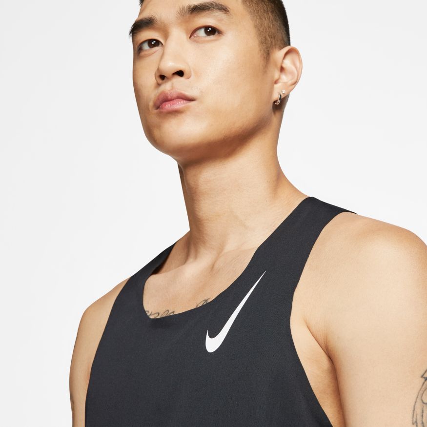 NIKE AEROSWIFT MEN RUNNING SINGLET MESH VEST TANK TOP SPRUCE