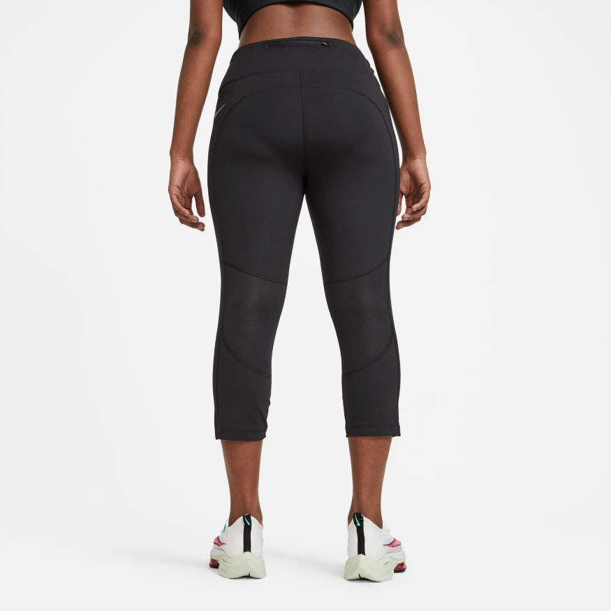 Nike Womens Power Epic Lux Cool Crop Running Tight Mesh Legging Black Size  Small