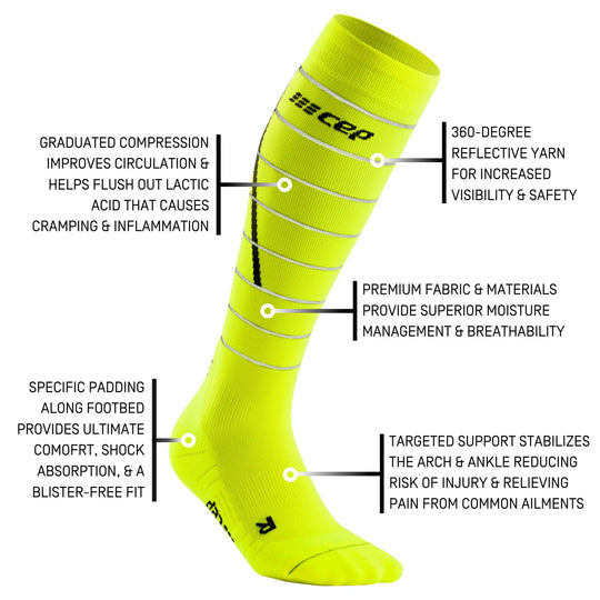 Buy CEP Reflective Compression Womens's Calf Sleeves (Neon Yellow