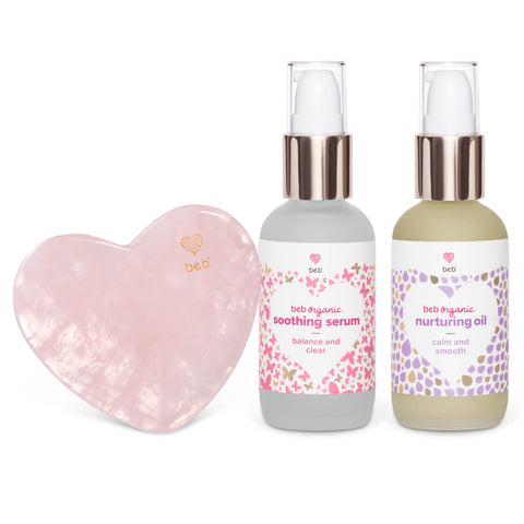 BEB Organic Soothing and Nurturing Gua Sha set is probiotic baby skincare