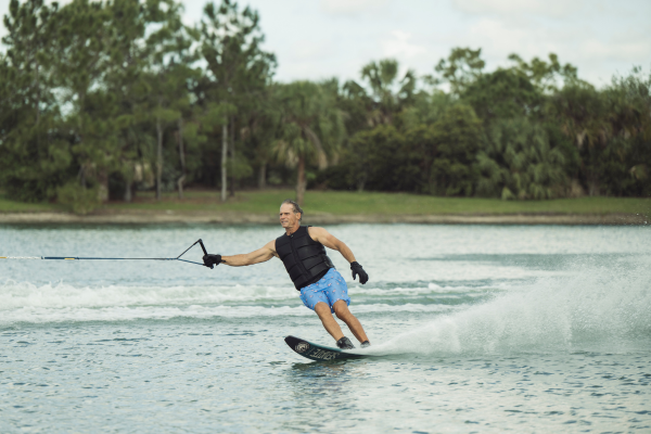 Man riding a Radar Lithium Senate water ski