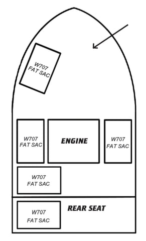 Direct Drive diagram for wakesurfing weight placement